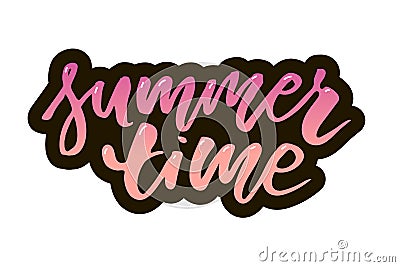 Summer time vector text lettering calligraphy letters color Vector Illustration