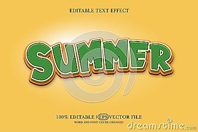 Summer title background Editable text effect, 3d text template Vector Illustration