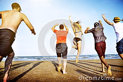 Summer Togetherness Friendship Beach Vacation Concept Stock Photo