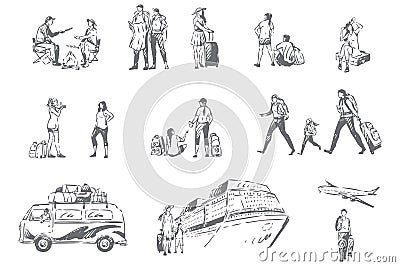 Summer tourism, vacation season concept sketch Vector Illustration