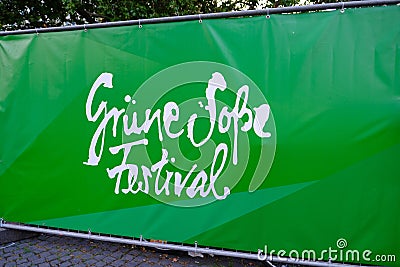 Summer traditional green sauce festival in germany, banner, banner in center of frankfurt am main, cultural diversity national Editorial Stock Photo