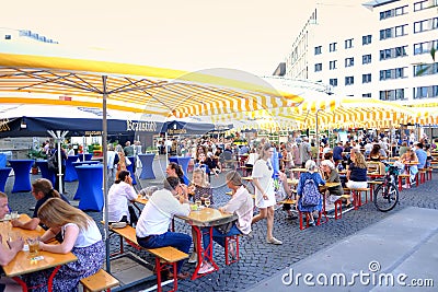 Summer traditional green sauce festival in Germany, people eat a variety of national dishes, cultural diversity, culinary Editorial Stock Photo