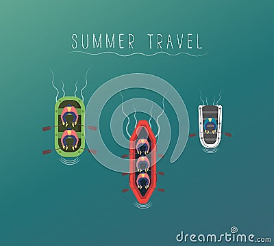 Summer travel, boat. Vector Illustration