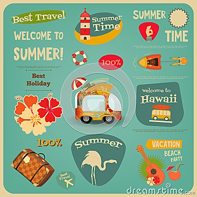 Summer Travel Card Vector Illustration