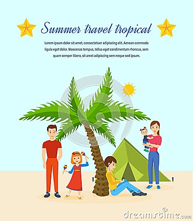 Summer travel - family trip to warm country, common recreation. Vector Illustration