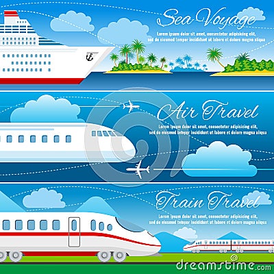 Summer travel horizontal vector banners set Vector Illustration