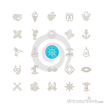 Summer travel icon set Vector Illustration