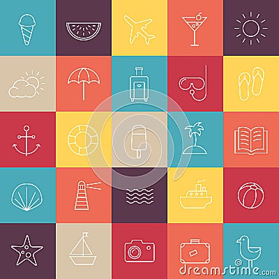 Summer Travel Icons Vector Illustration