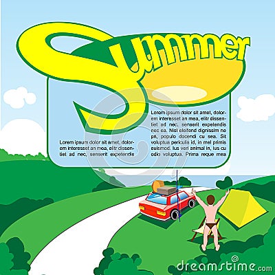 Summer travel print and banner design Vector Illustration