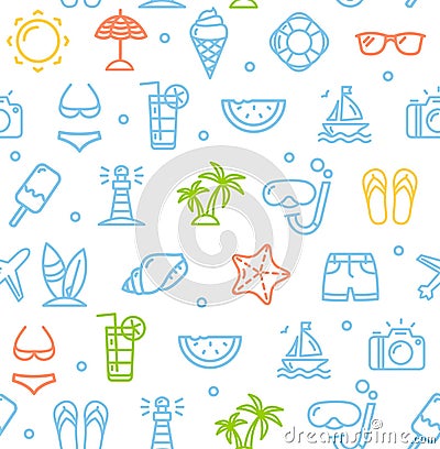 Summer Travel Recreation Holiday Pattern Background. Vector Vector Illustration