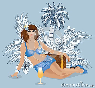 Summer travel sexual woman, vector Vector Illustration