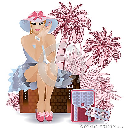 Summer travel sexual woman Vector Illustration