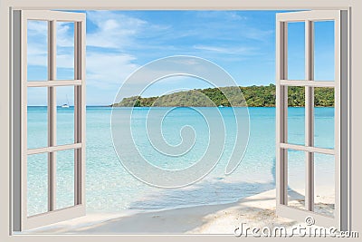 Summer, Travel, Vacation and Holiday concept - The open window, Stock Photo