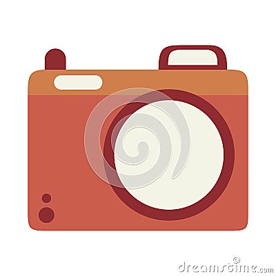 Summer travel and vacation photo camera in flat style isolated icon Vector Illustration