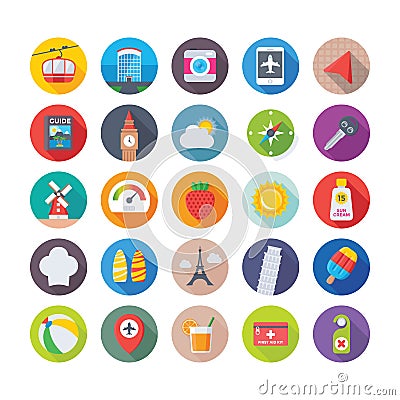 Summer and Travel Vector Icons 5 Stock Photo