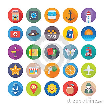 Summer and Travel Vector Icons 2 Stock Photo