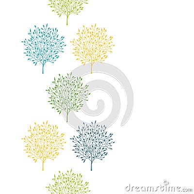 Summer trees colorful vertical seamless pattern Vector Illustration