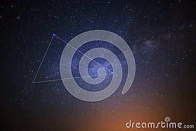 Summer triangle and milky way Stock Photo