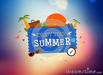 Summer trip logo design Vector Illustration