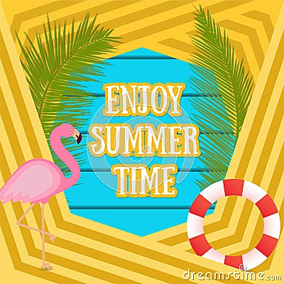 Summer Tropic Vacation Background with flamingo Bird. Summer Holiday Stock Photo