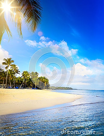 Summer tropical Beach; Peaceful vacation background Stock Photo