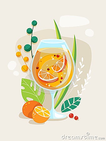 Summer tropical cocktail Bahama mama. Vector illustration Vector Illustration
