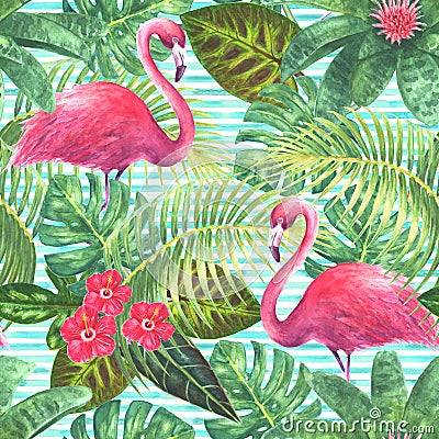 Summer tropical exotic background Cartoon Illustration