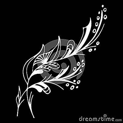 Summer tropical leaf. Floral botanical flower isolated on black background. Hand drawn vector illustration. Botanical hawaii Cartoon Illustration