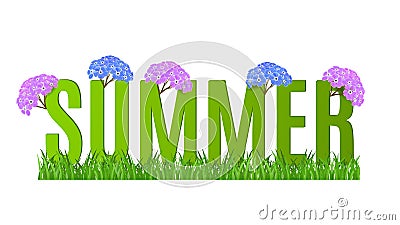 Summer Typographic Banner with flowers for design Vector Illustration