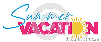 Summer Vacation Banner | Travel Clipart | Road Trip Graphic for the Summer Months of June, July and August Vector Illustration