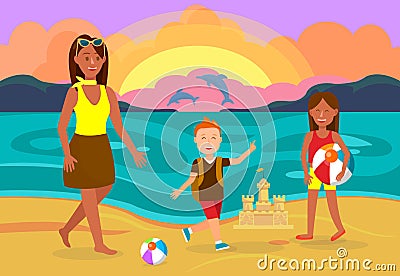 Summer Vacation with Family Vector Illustration Vector Illustration