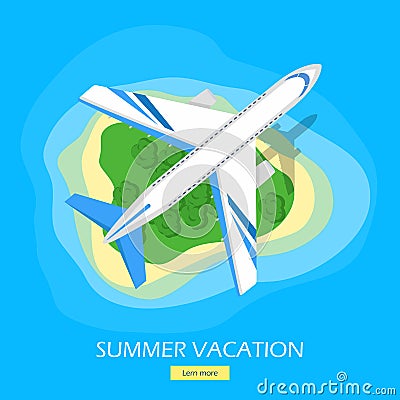 Summer Vacation Flat Style Vector Web Banner Vector Illustration