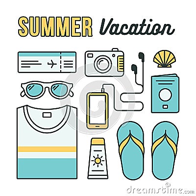 Summer vacation icons Vector Illustration