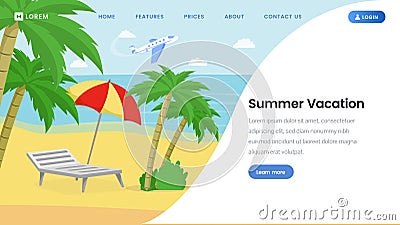 Summer vacation landing page vector template Vector Illustration