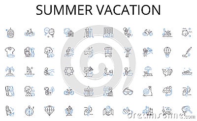 Summer vacation line icons collection. Quickness, Swiftness, Haste, Expediency, Alacrity, Velocity, Rapidity vector and Vector Illustration