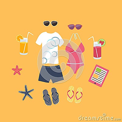 Summer vacation set of icons Vector Illustration