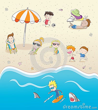 Summer vacation on the sunny beach Vector Illustration