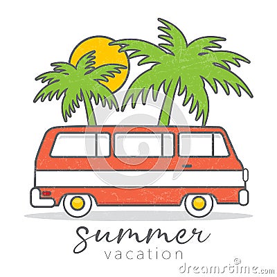 Summer vacation travel caravan vintage design Vector Illustration