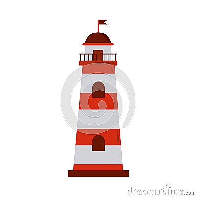 Summer vacation travel, lighthouse guide maritime flat icon style Vector Illustration