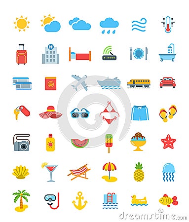 Summer vacation travel vector icons Vector Illustration