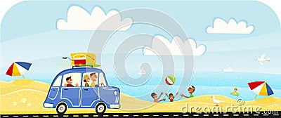 Summer Vacation Trip to the Beach Vector Illustration