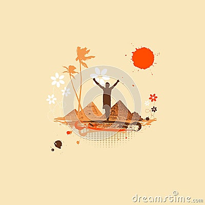 Summer vacations, desert Vector Illustration