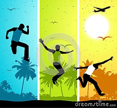 Summer vacations, funny people Vector Illustration