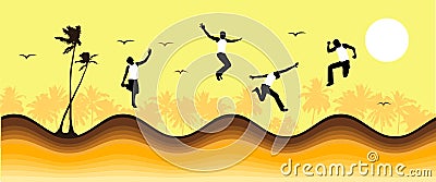 Summer vacations, funny people Vector Illustration