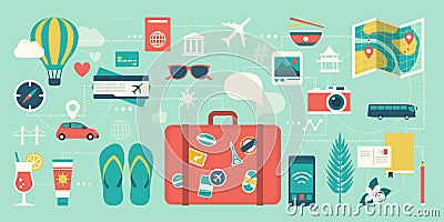 Summer vacations and international traveling Vector Illustration