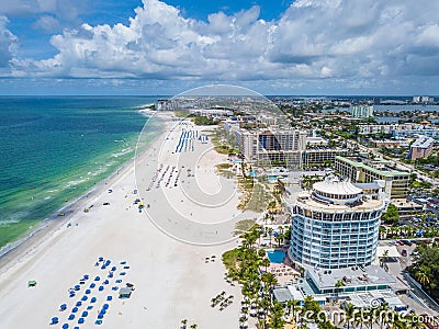 Summer vacations. St. Pete Beach Florida. Ocean beach, Hotels and Resorts in US. Blue-turquoise color of salt water. Stock Photo
