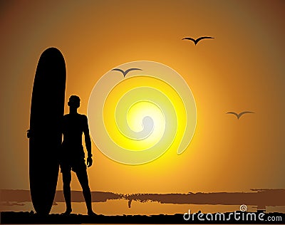 Summer vacations, surfing Vector Illustration