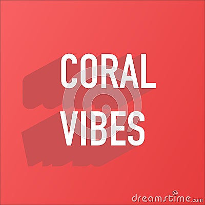 Summer vibes on living coral background banner Stock Photo