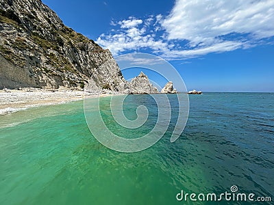 Summer view of the Amazing spiaggia delle due sorelle in the Marche region Stock Photo