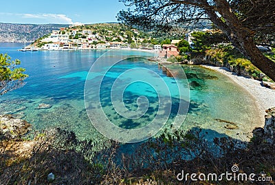 Summer view of Assos village (Greece, Kefalonia). Stock Photo